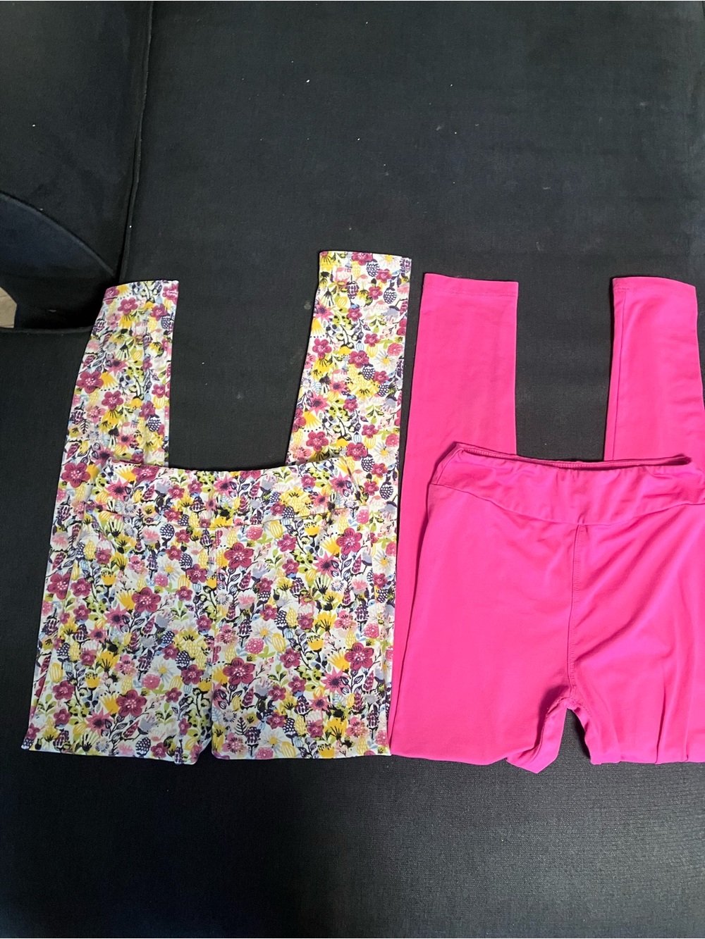 LuLaRoe Girls Floral & Hot Pink Leggings Set